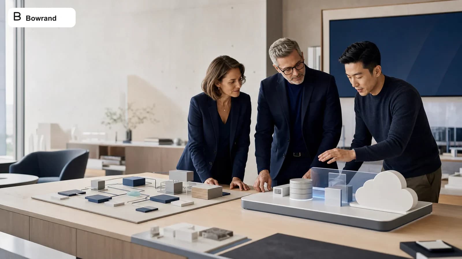 Business team comparing custom software ownership with a subscription software service using clear evidence