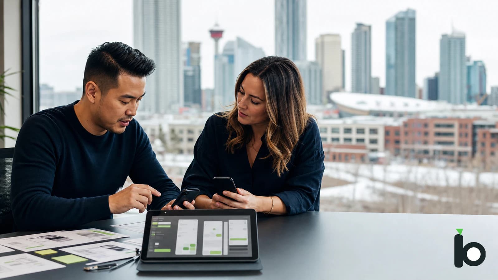 Mobile application usability session with phones and a tablet in Calgary