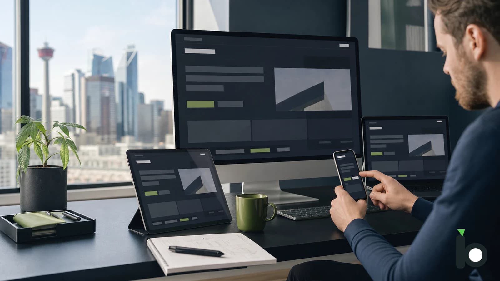 Responsive Calgary business website being tested across desktop tablet laptop and mobile screens
