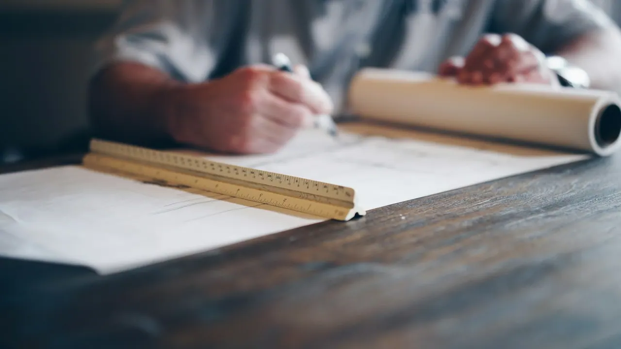 An architect drawing plans by hand