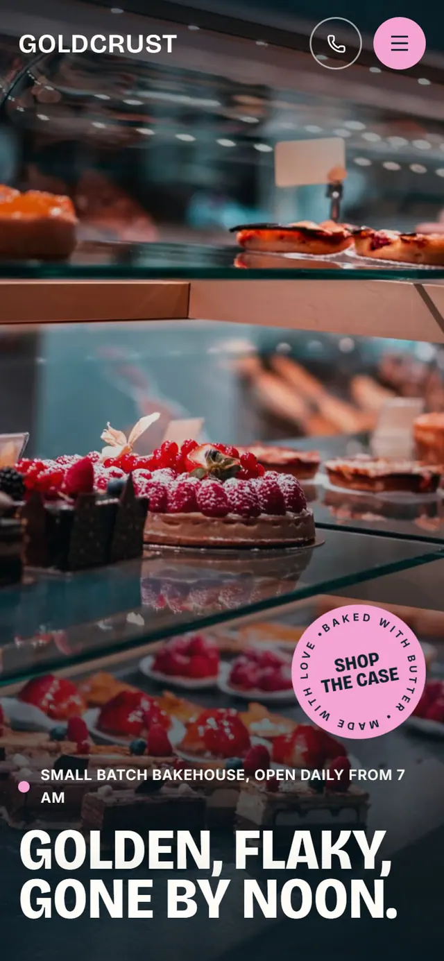 Goldcrust Bakehouse: the website on a phone