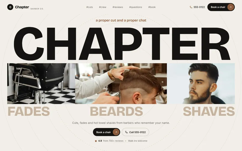 Chapter Barber Co. website design