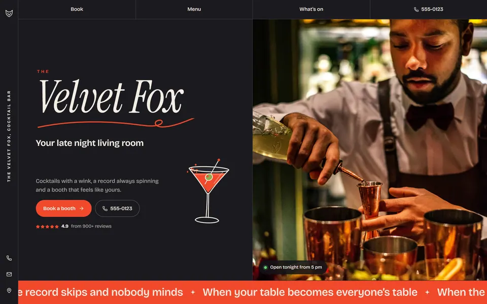 The Velvet Fox website design