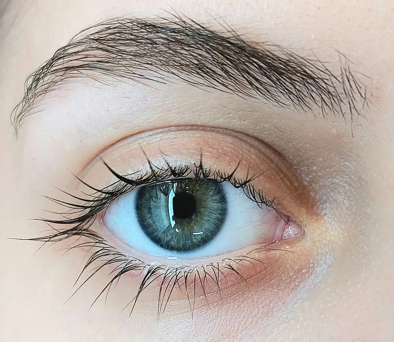 A blue eye with soft, natural lashes