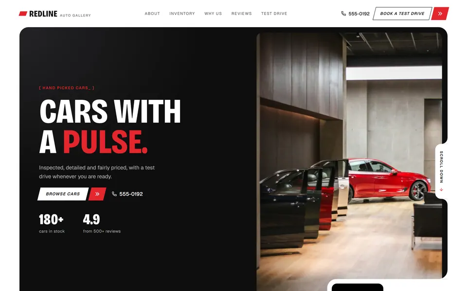 Redline Auto Gallery website design