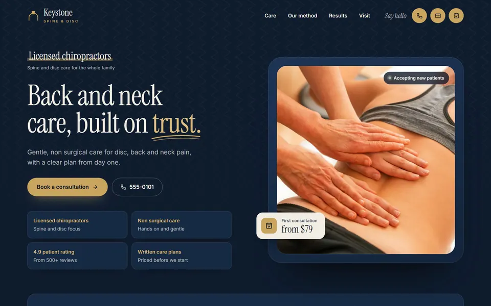 Keystone Spine & Disc website design
