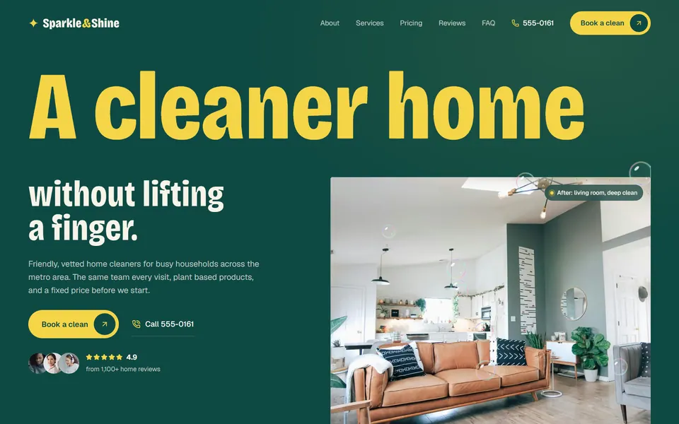 Sparkle & Shine Cleaning website design