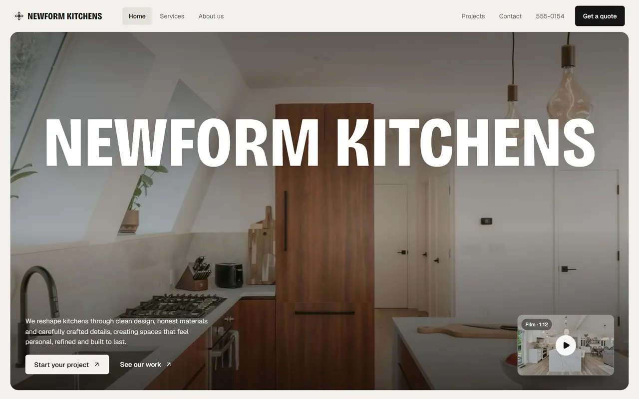 Newform Kitchens: the website on a desktop
