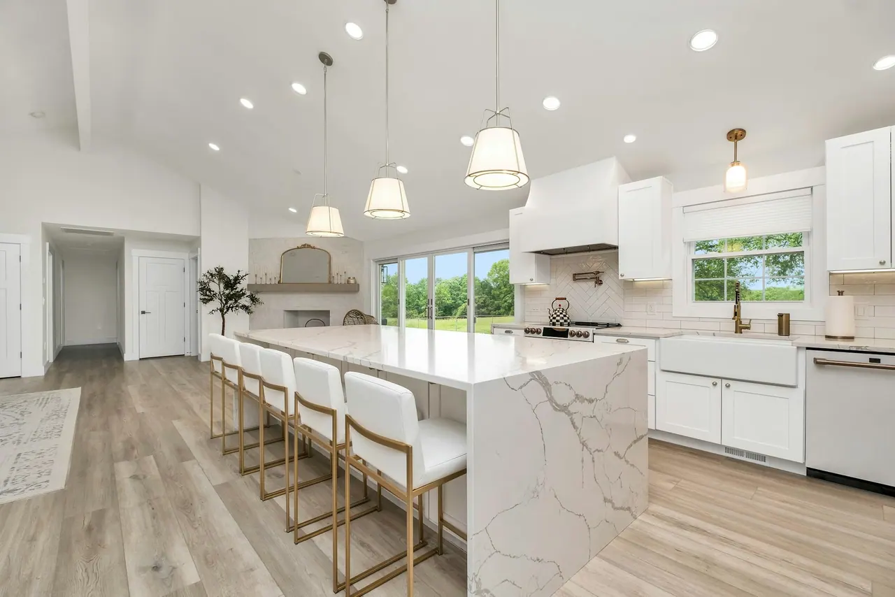 Marble island kitchen