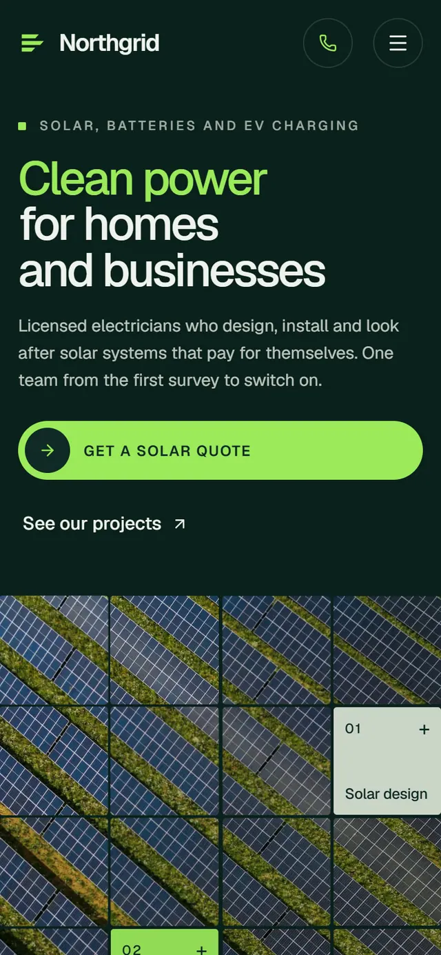 Northgrid Electric: the website on a phone