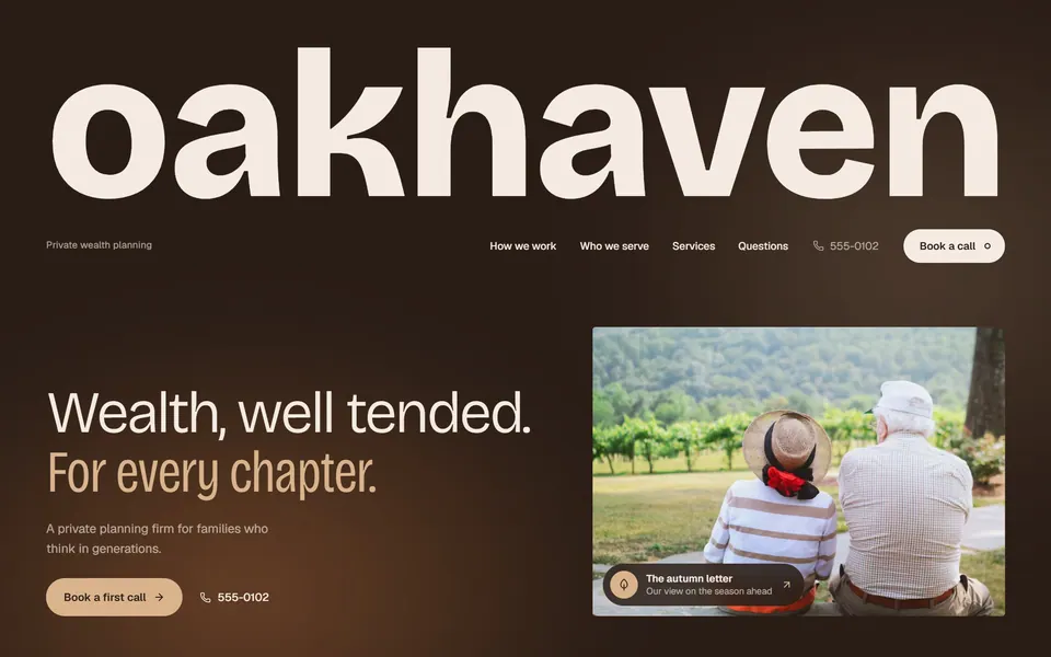 Oakhaven Private Wealth website design