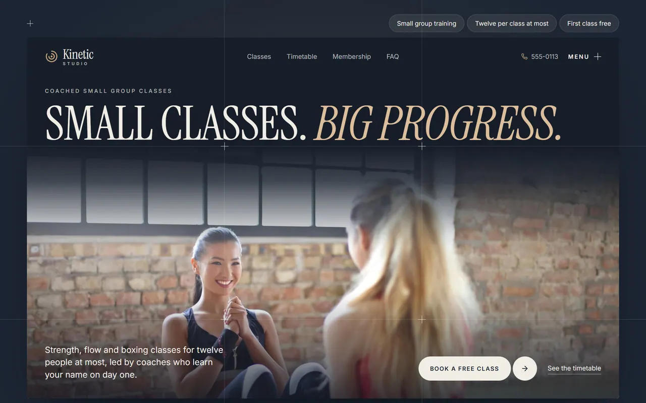 Kinetic Studio: the website on a desktop