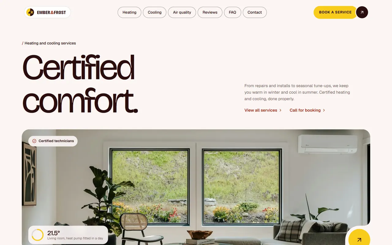Ember & Frost: the website on a desktop