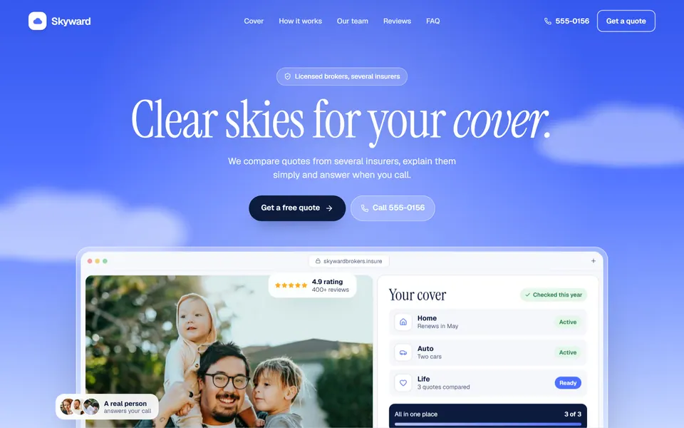 Skyward Insurance website design