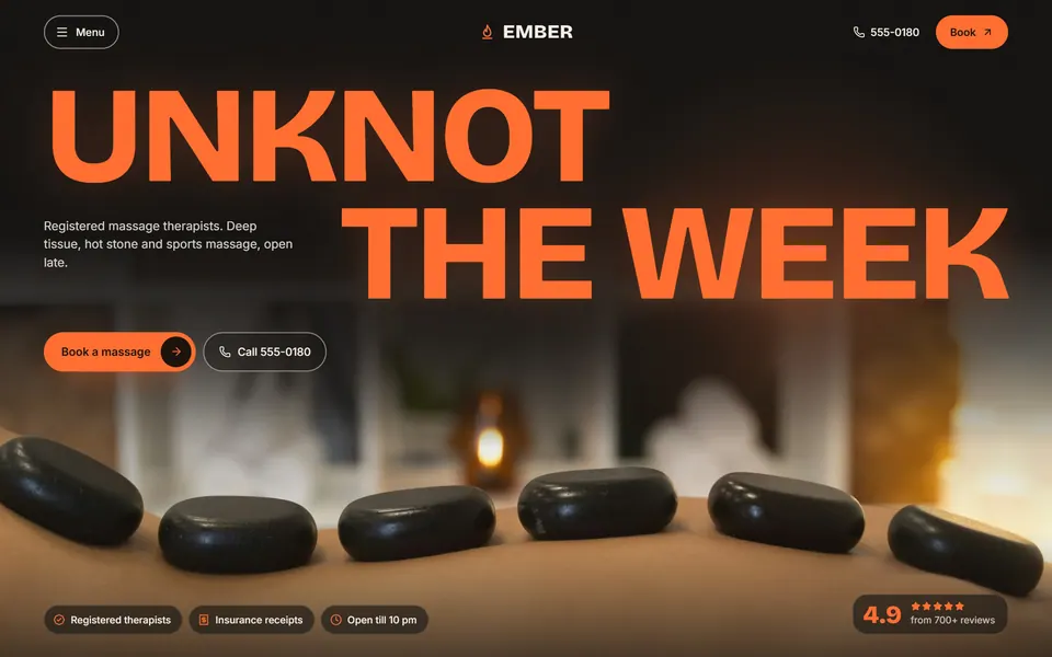 Ember Bodywork website design