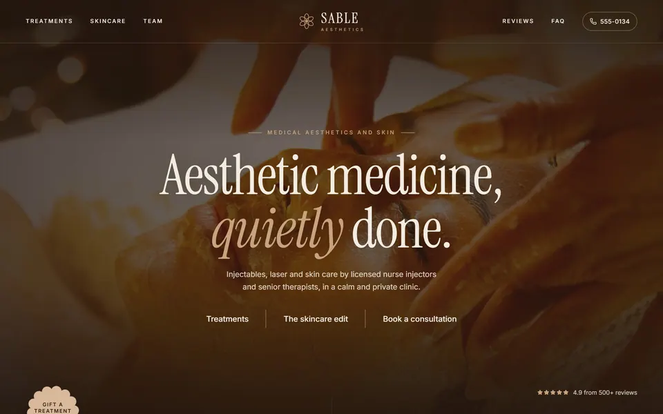 Sable Aesthetics website design