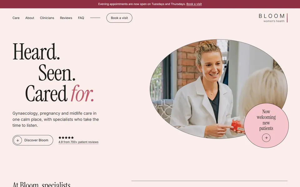 Bloom Women’s Health website design