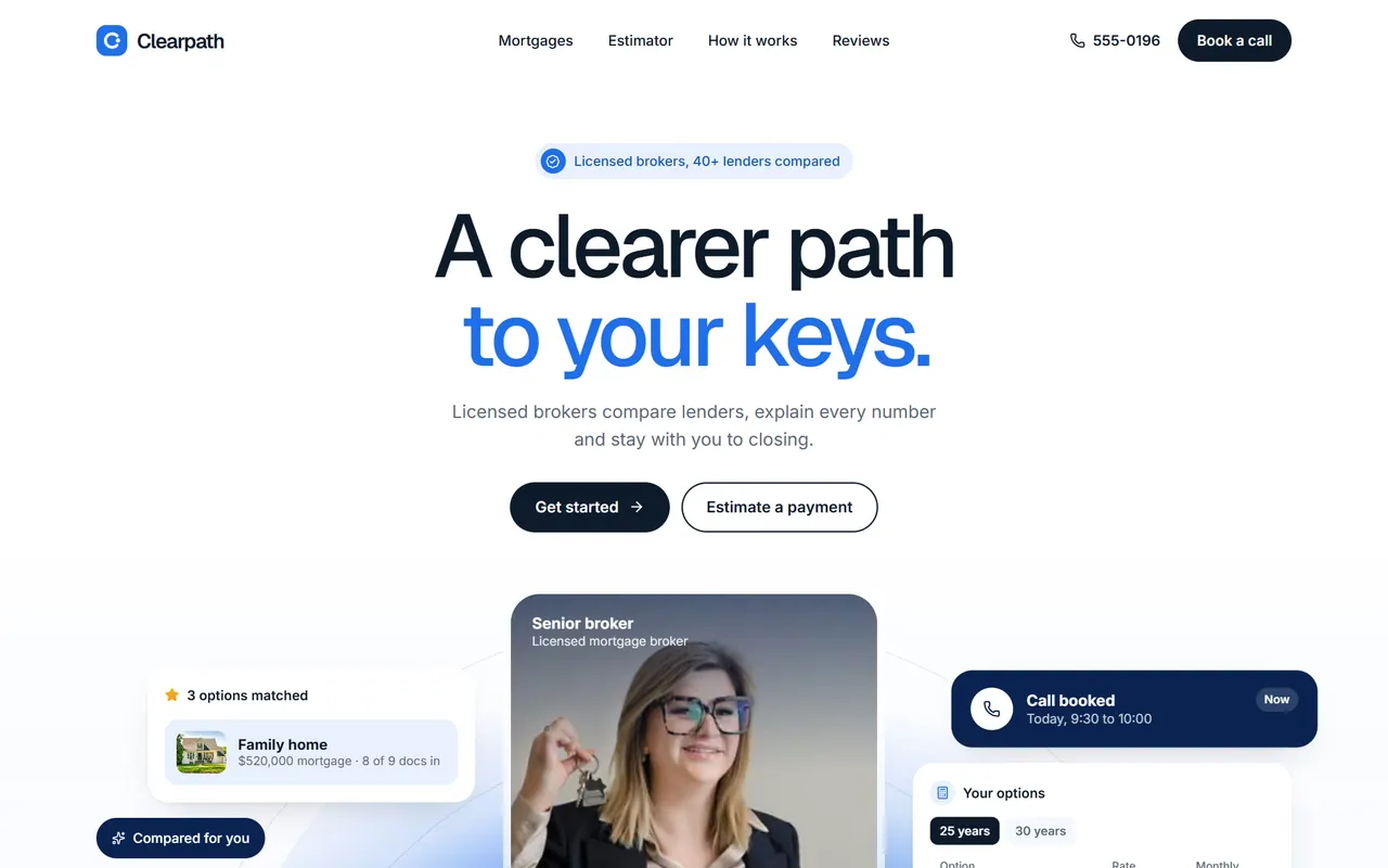 Clearpath Mortgage: the website on a desktop