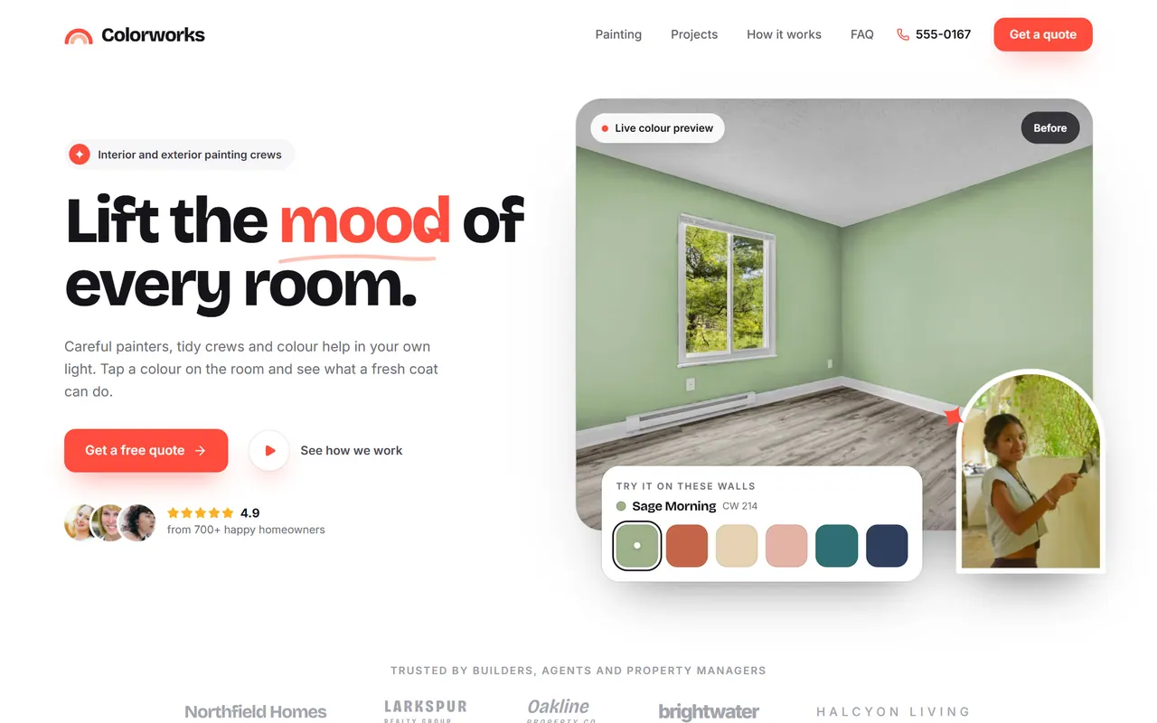 Colorworks Painting: the website on a desktop