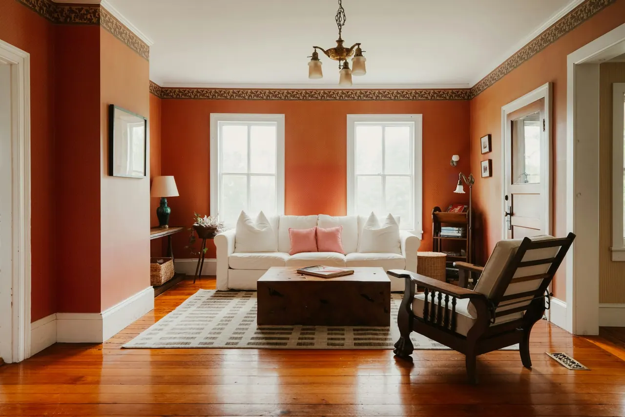 Living room, painted in Terracotta