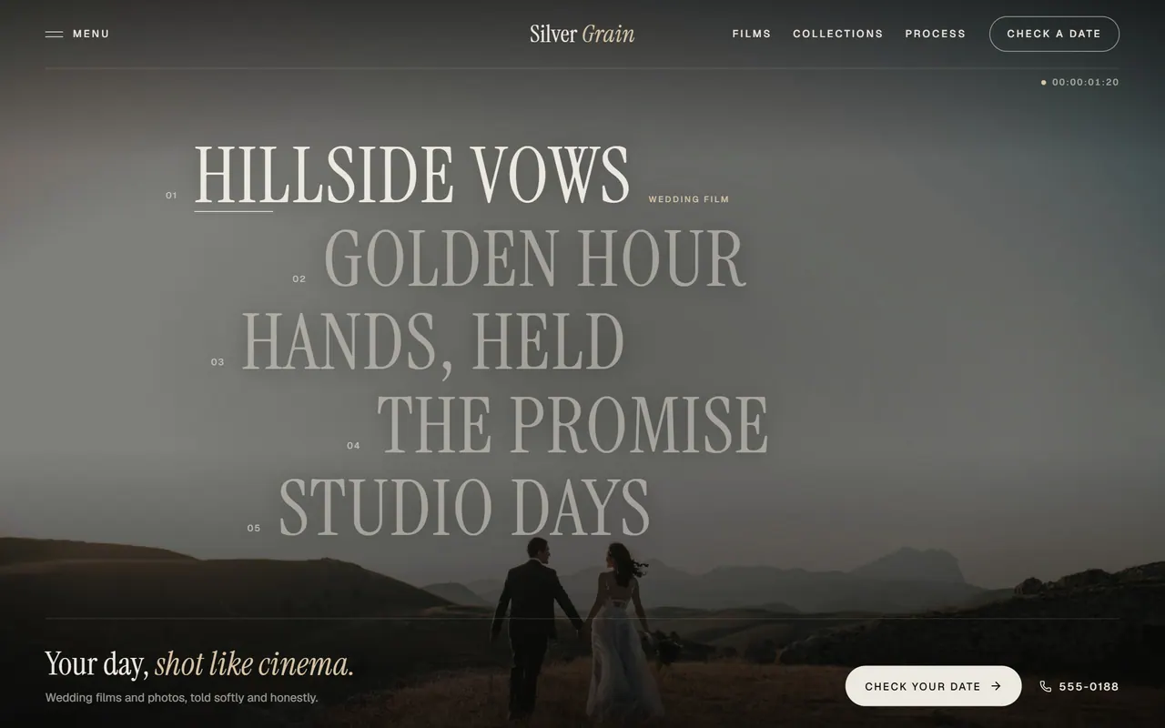 Silver Grain Films: the website on a desktop