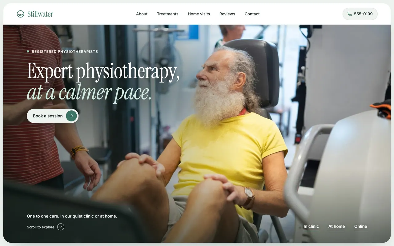 Stillwater Physiotherapy: the website on a desktop