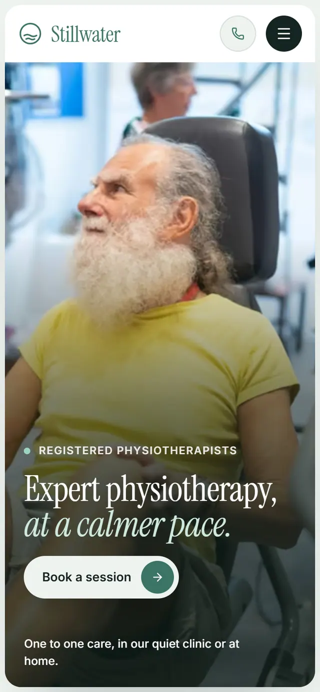 Stillwater Physiotherapy: the website on a phone