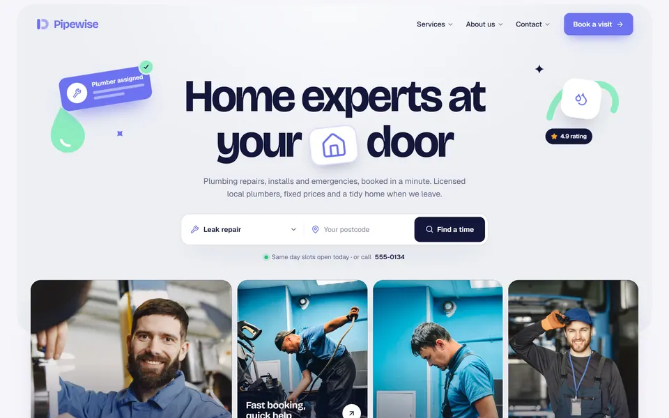 Pipewise Plumbing website design