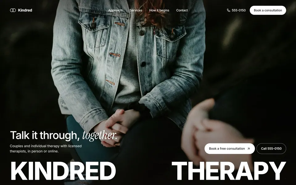 Kindred Therapy website design
