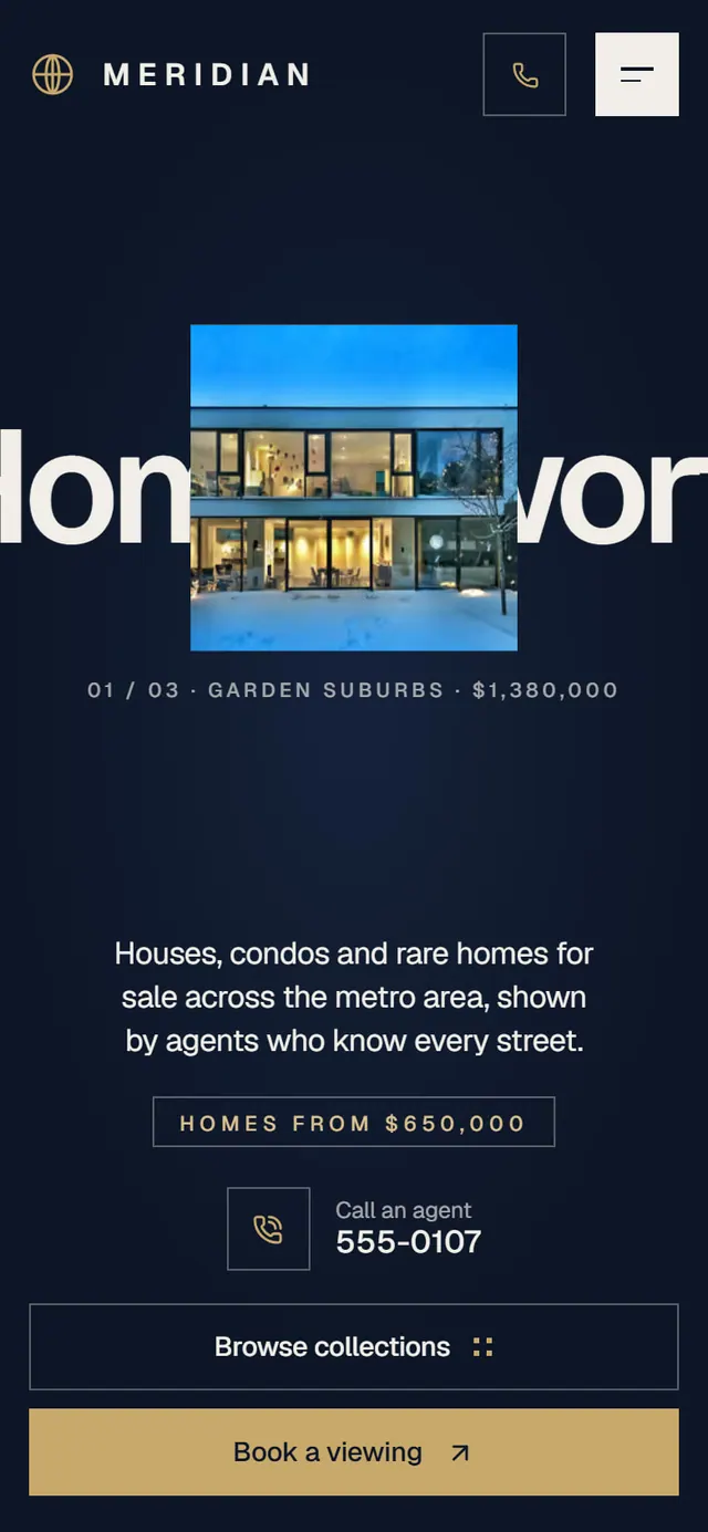 Meridian & Co. Realty: the website on a phone