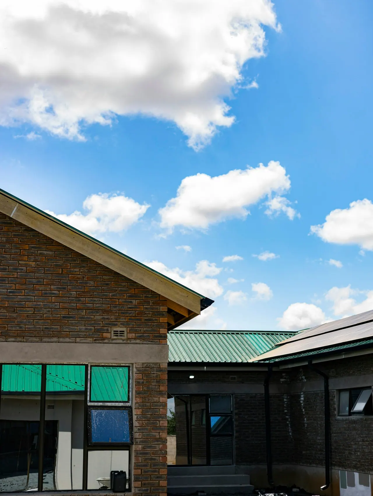 Metal roof on a brick home