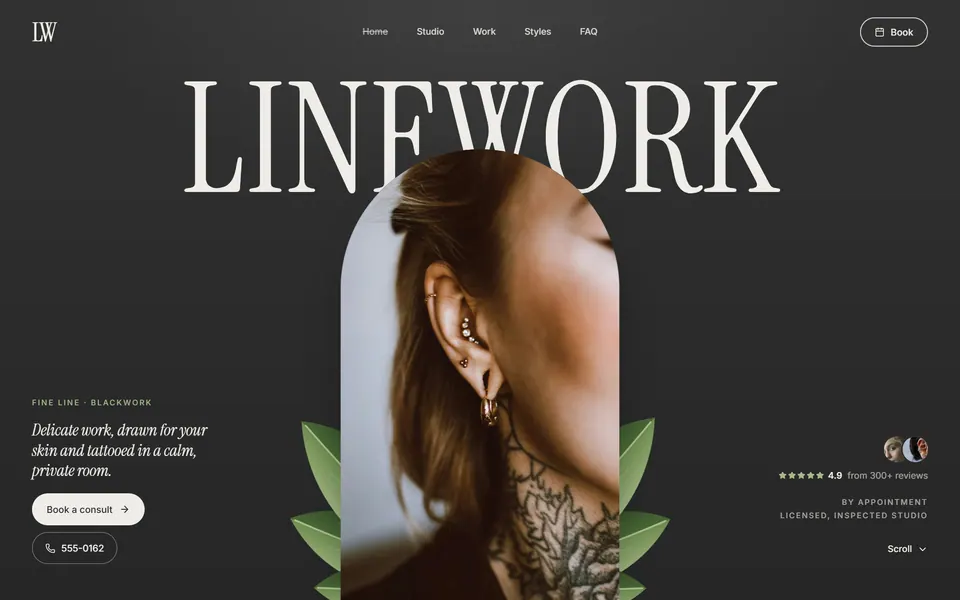 Linework Tattoo Studio website design