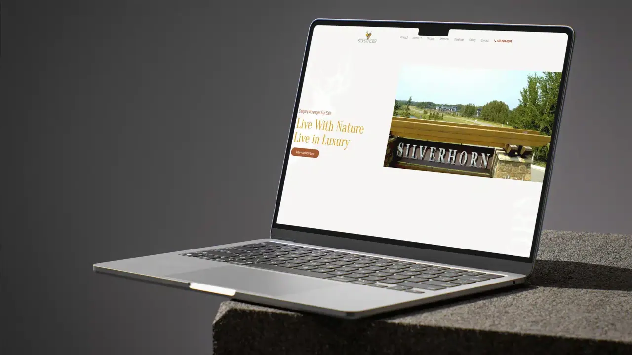 The Silverpeak Estates website shown on a laptop
