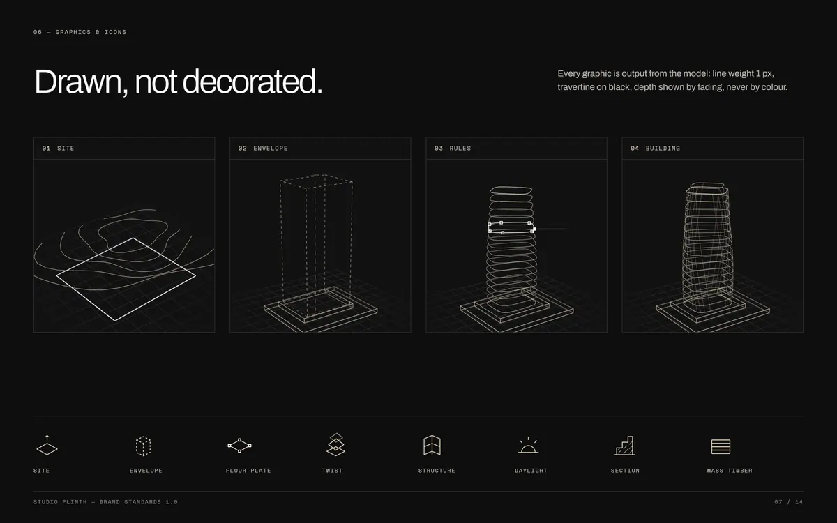 Studio Plinth brand book, Graphics & icons