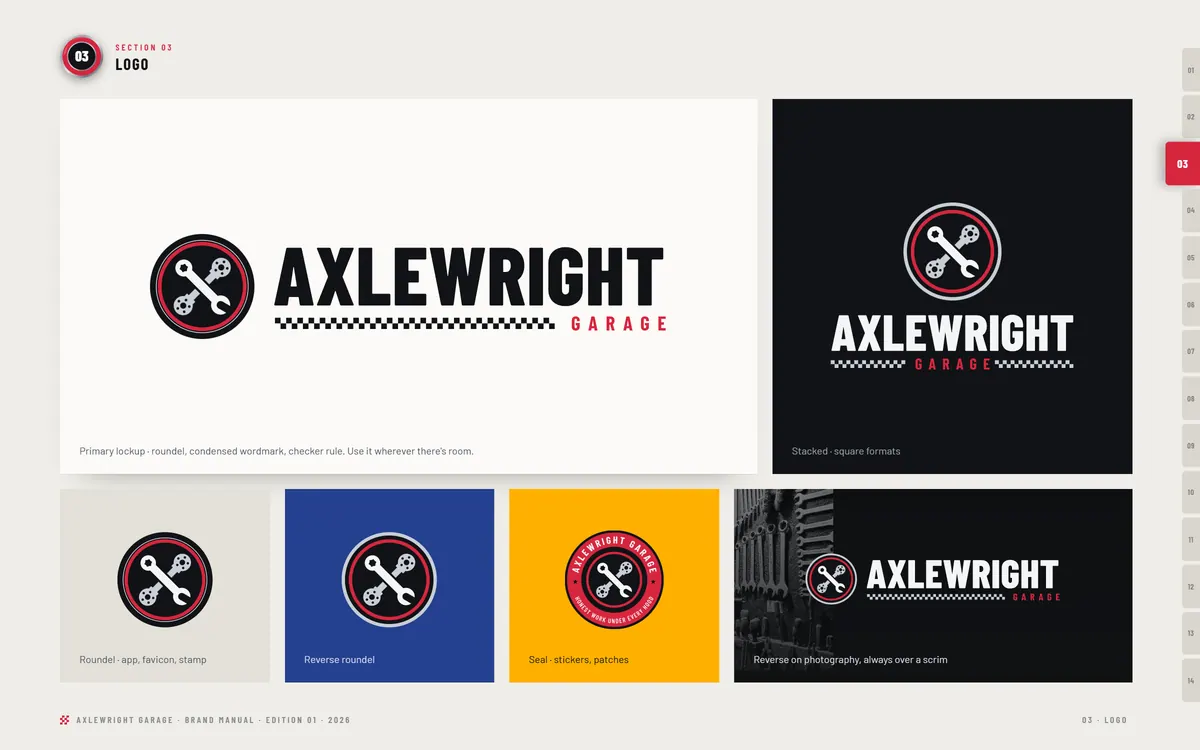 Axlewright Garage brand book, Logo
