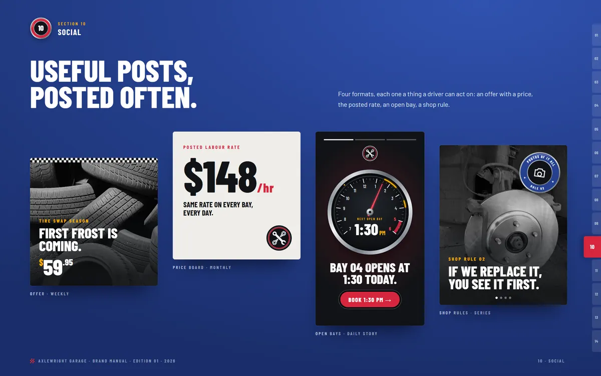 Axlewright Garage brand book, Social