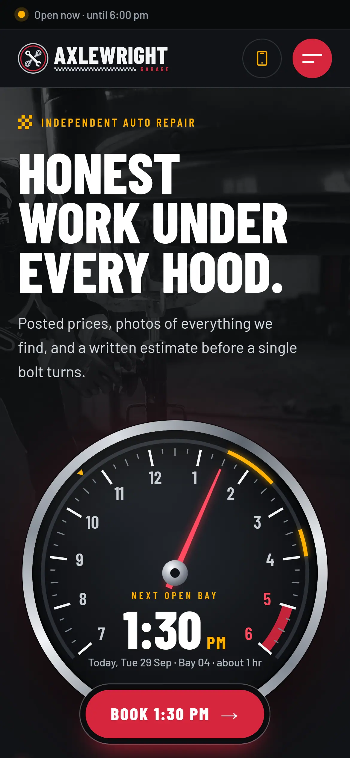 Axlewright Garage mobile website