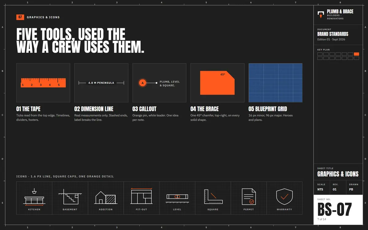 Plumb & Brace brand book, Graphics & icons