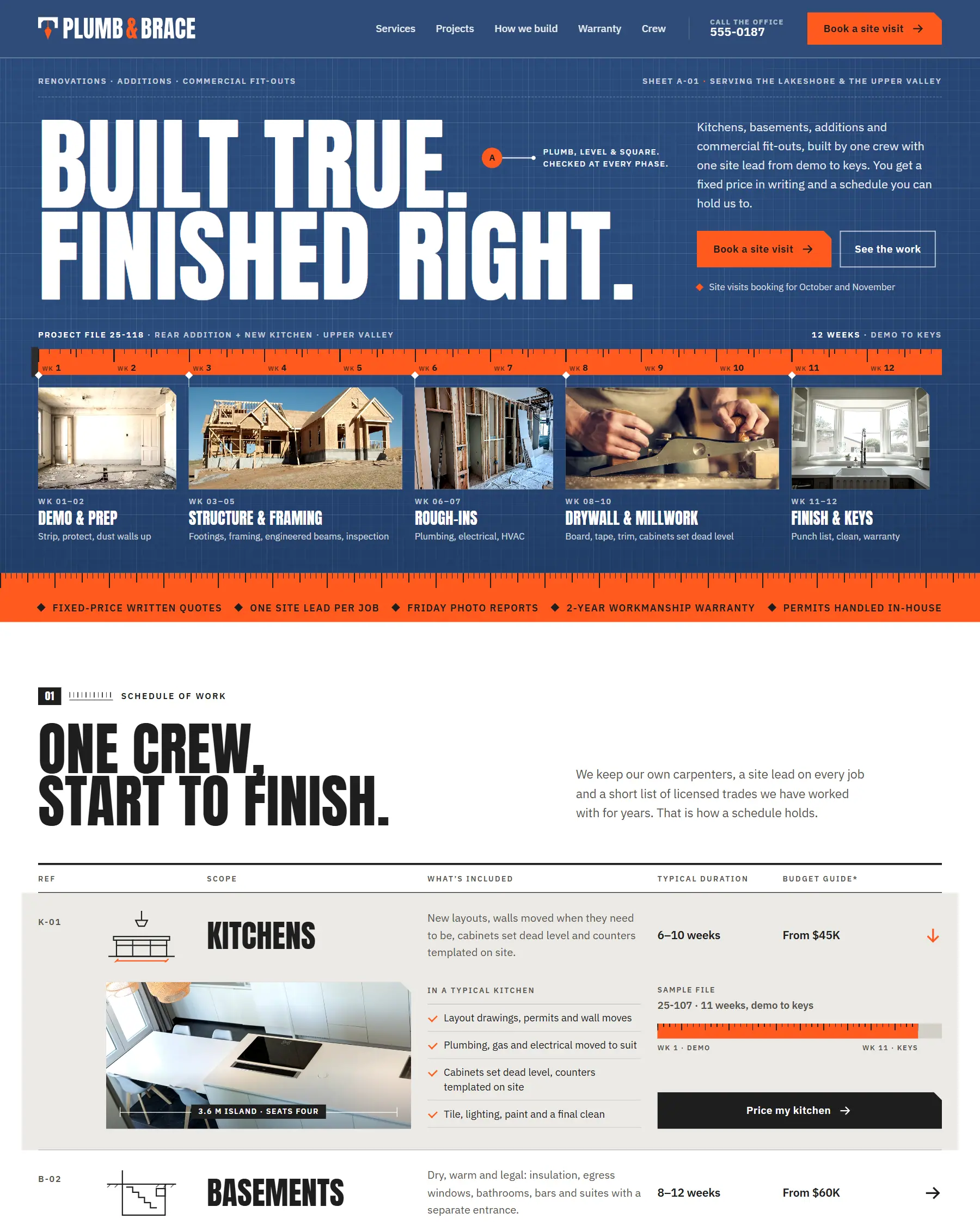 Plumb & Brace website, desktop