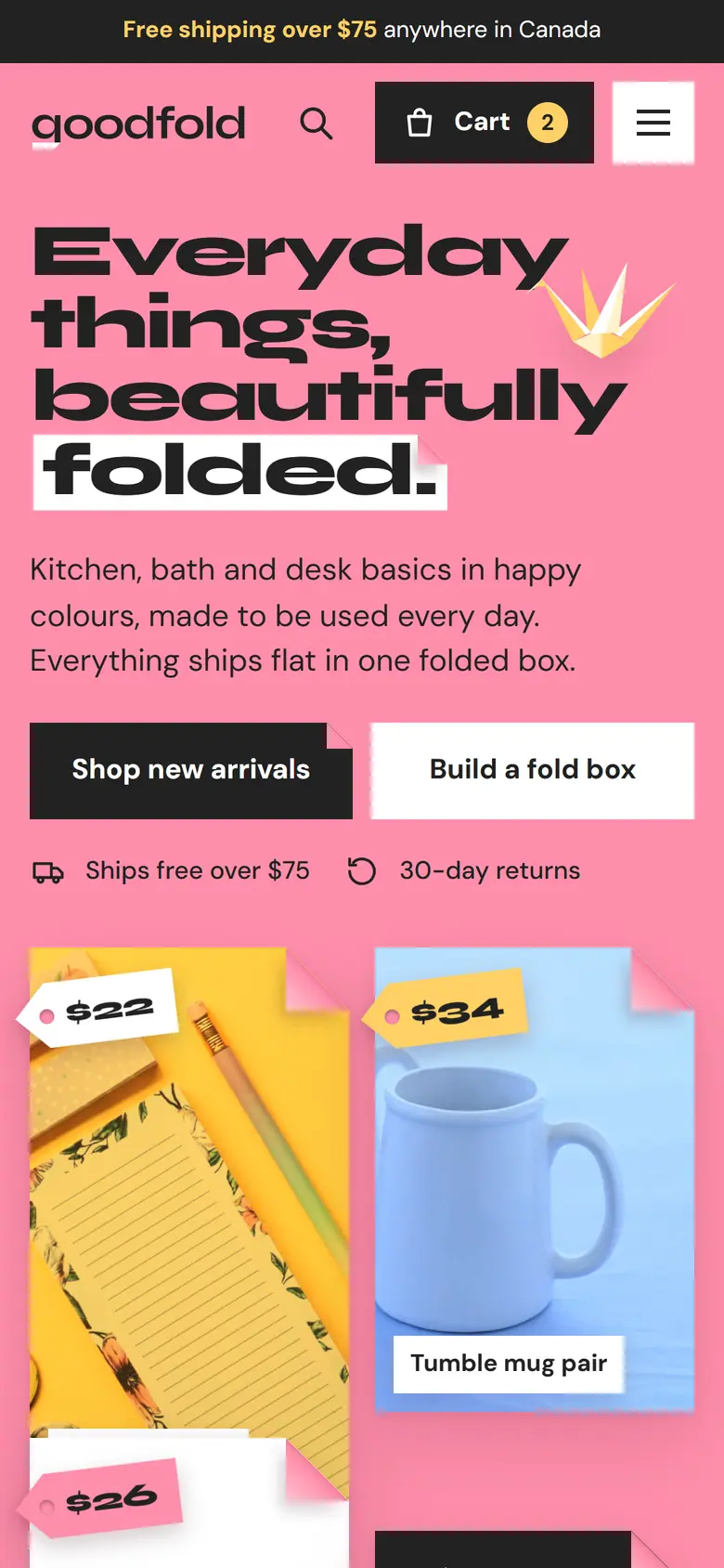 goodfold: the website on a phone