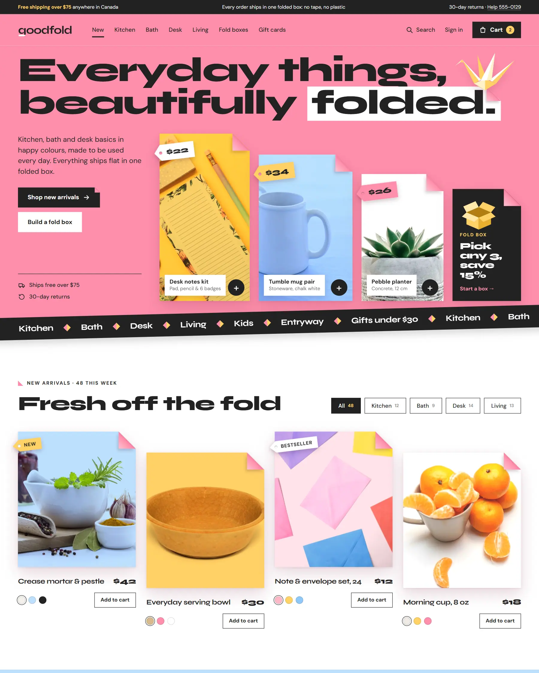 goodfold website, desktop