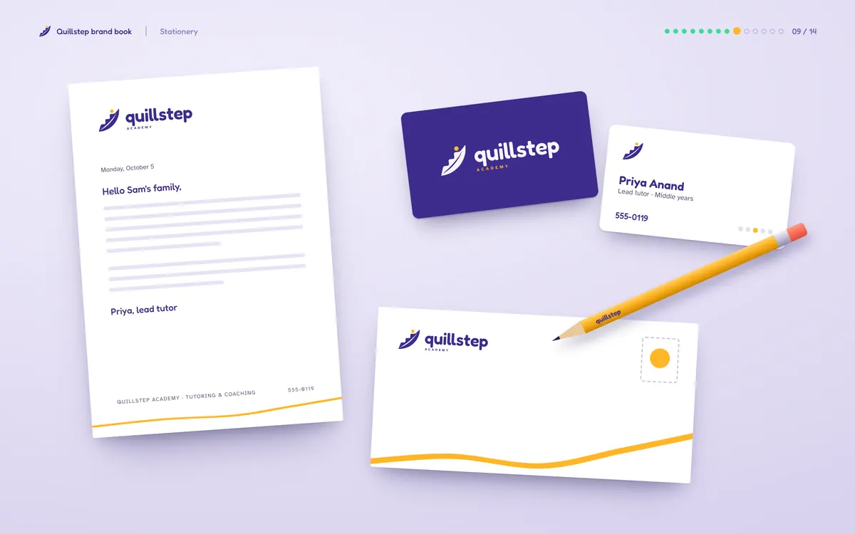 Quillstep Academy brand book, Stationery