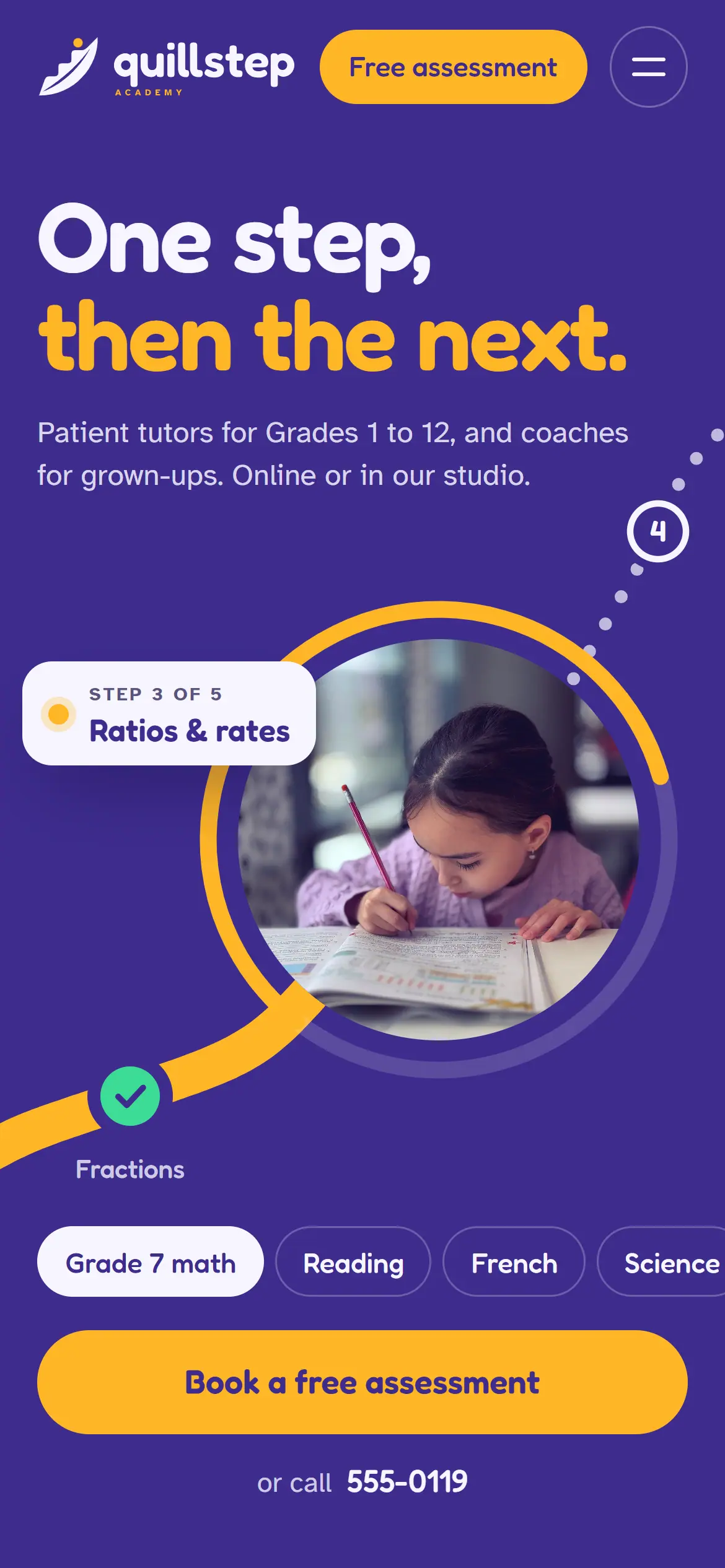 Quillstep Academy mobile website