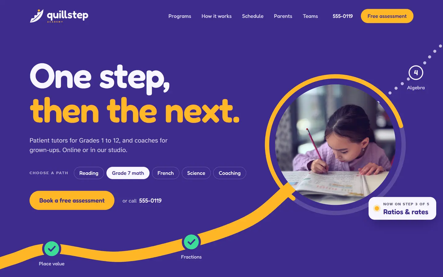 Quillstep Academy: the website on a desktop