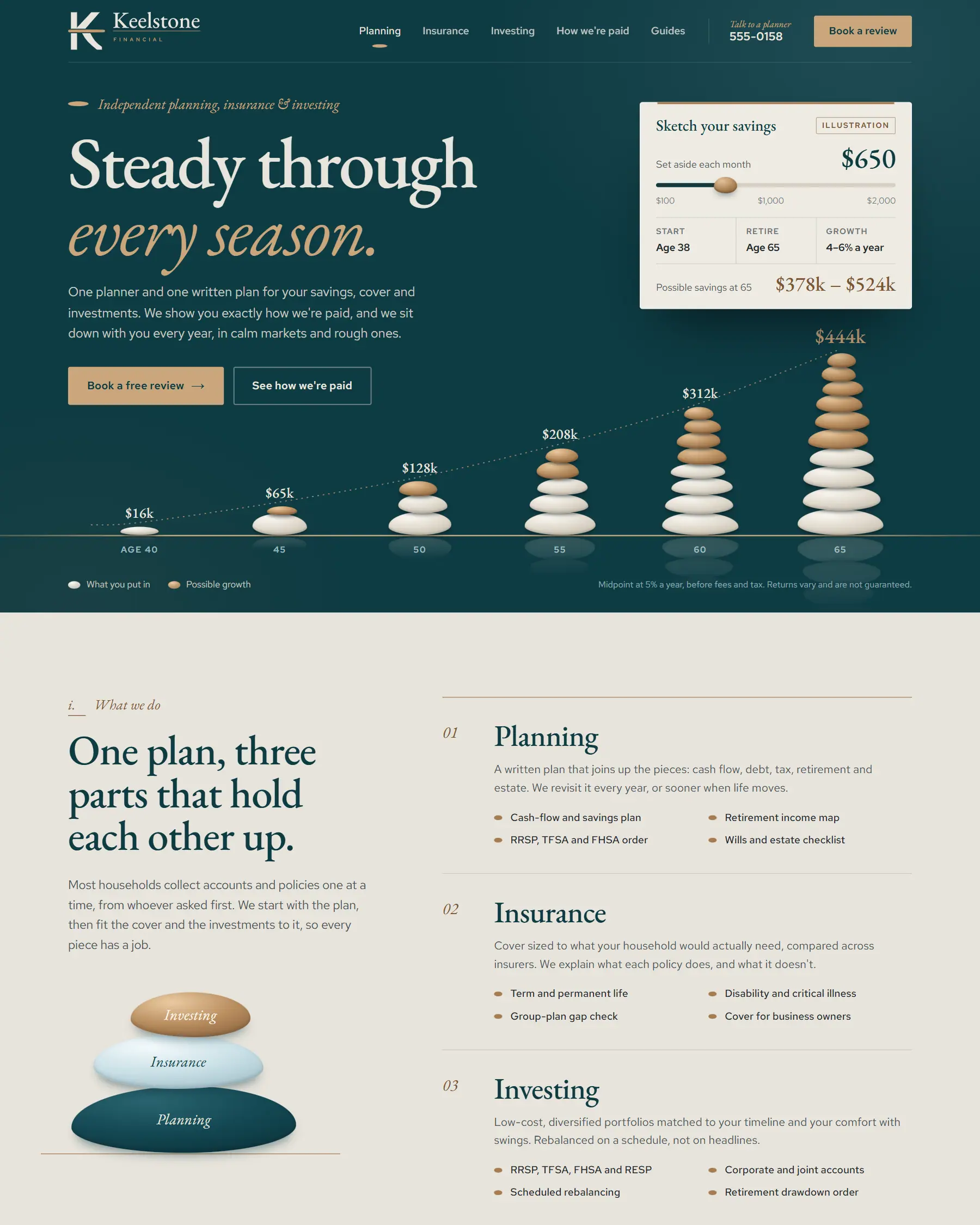 Keelstone Financial website, desktop