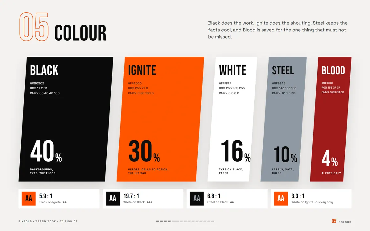 SIXFOLD brand book, Colour