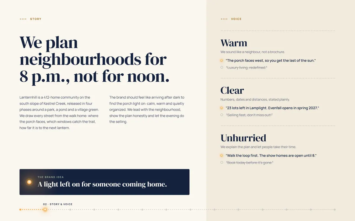 Lanternhill brand book, Story & voice