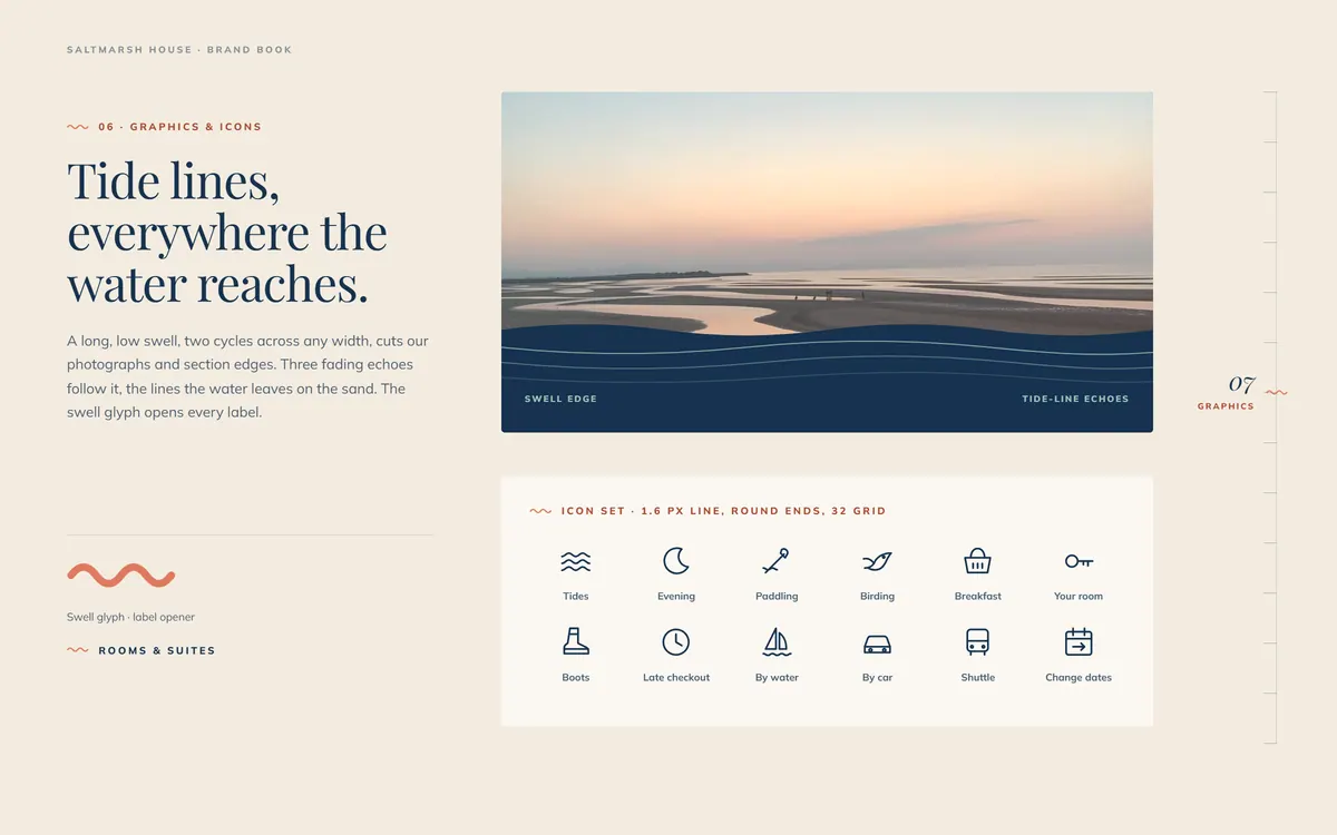 Saltmarsh House brand book, Graphics & icons