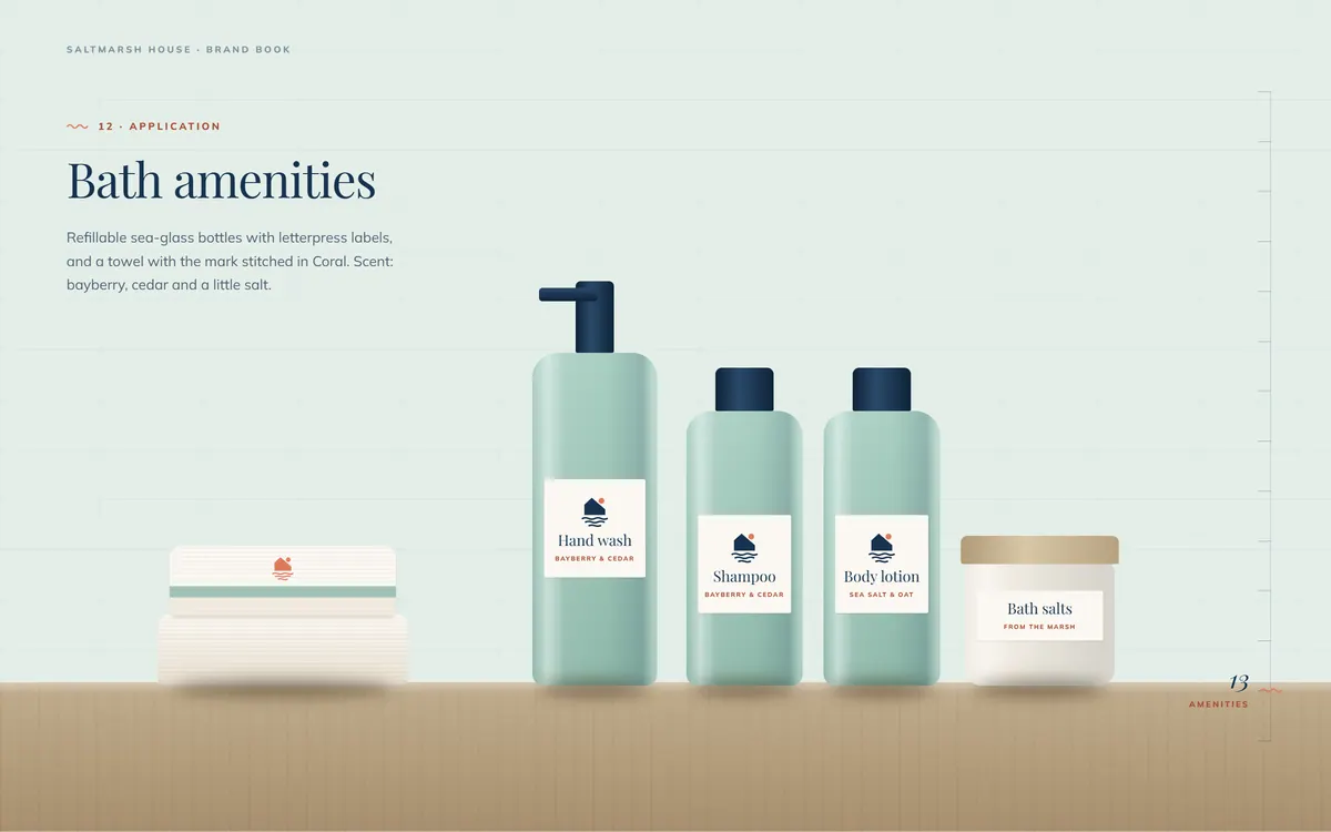 Saltmarsh House brand book, Bath amenities