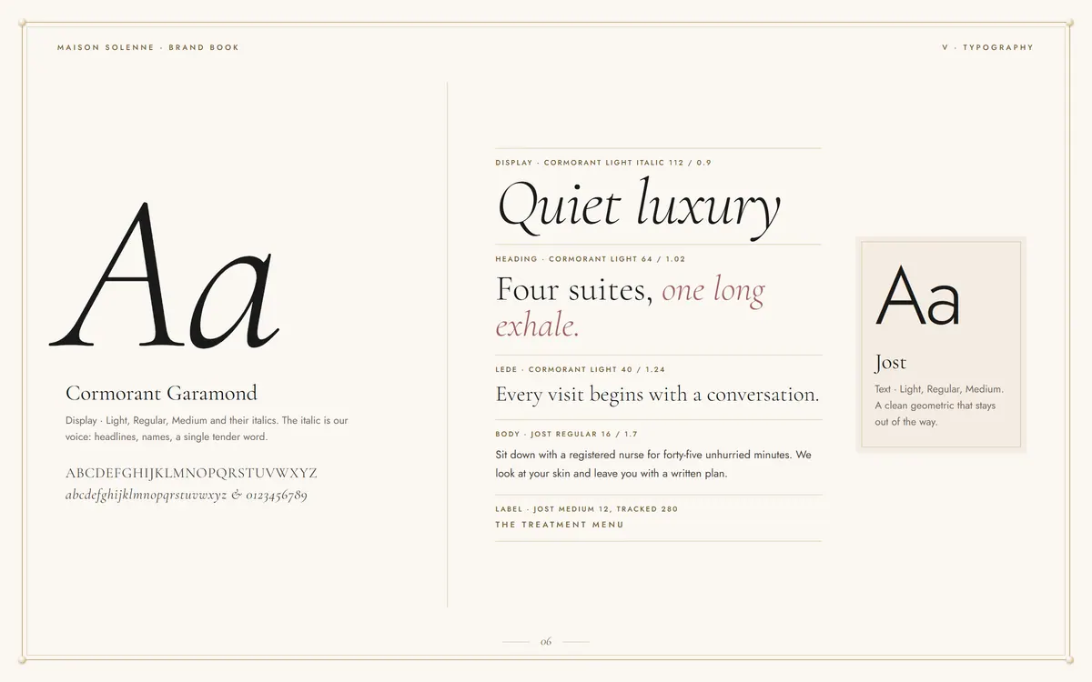 Maison Solenne brand book, Typography